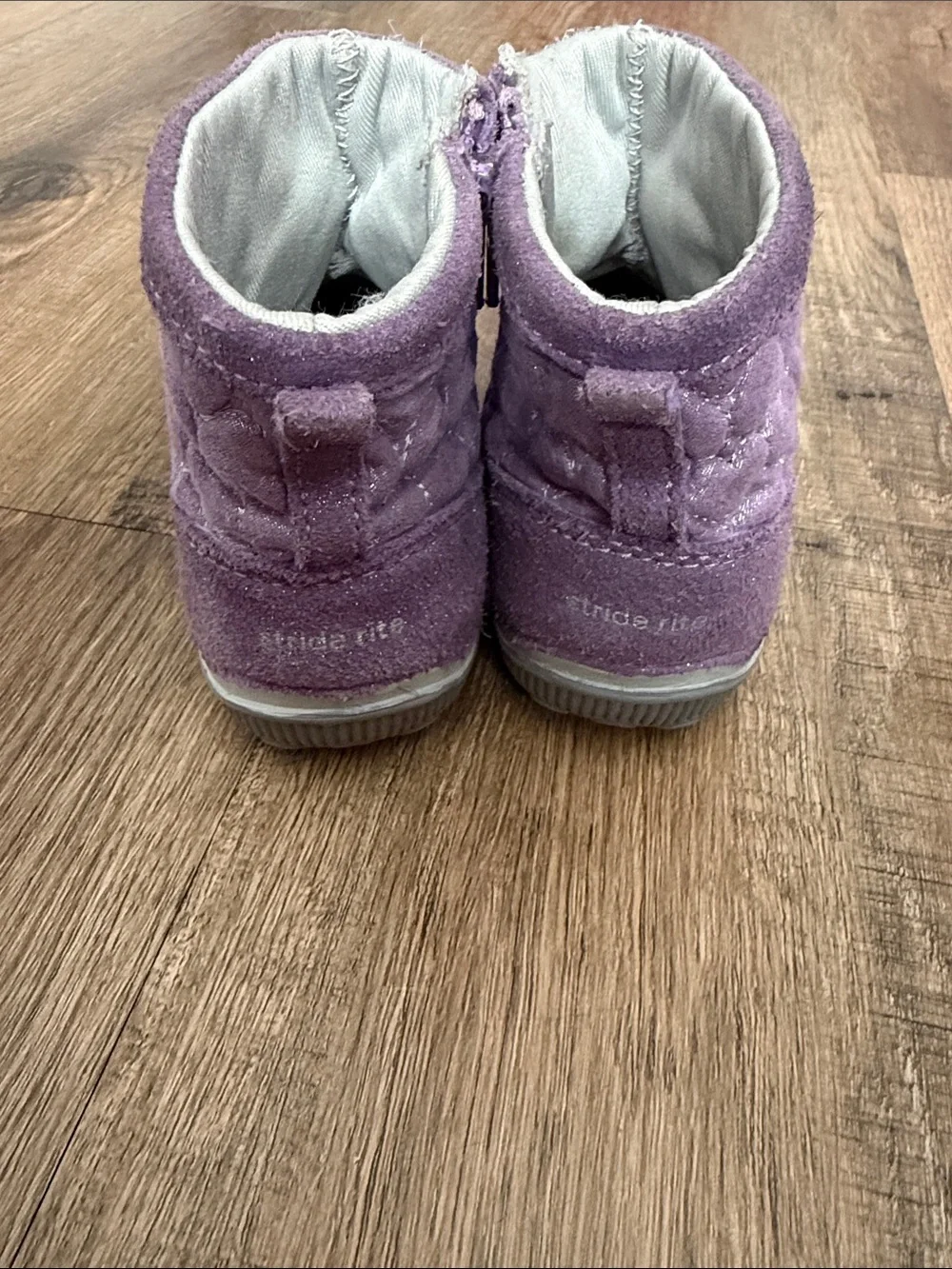 Stride Rite Girls Purple Suede Glitter Ankle Boots Size 9